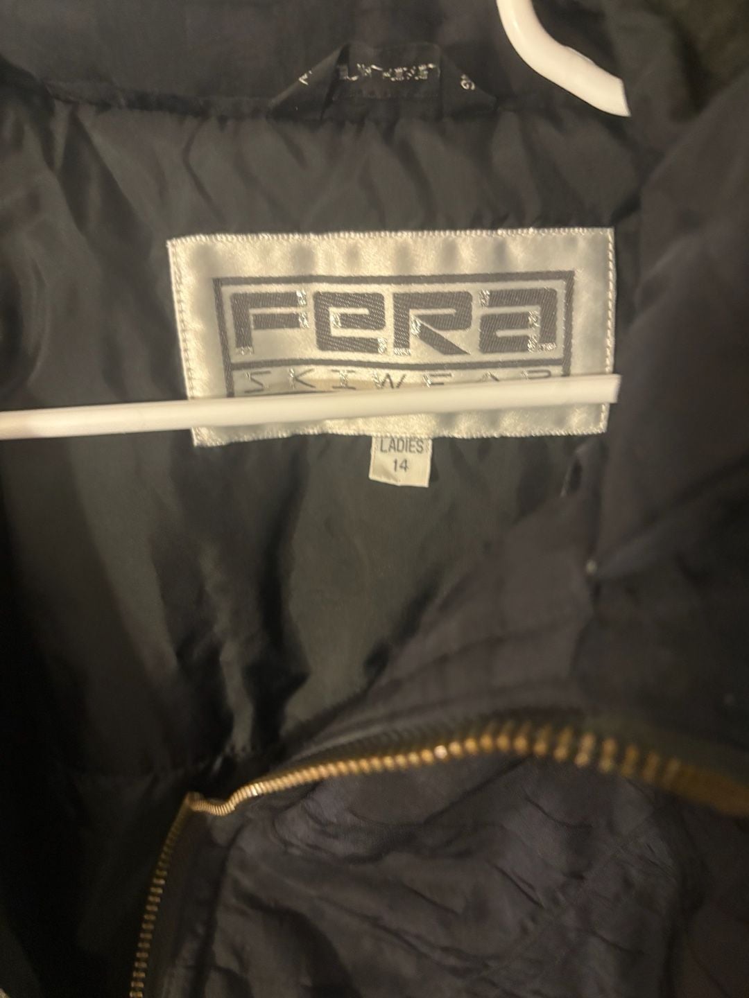 Fera Skiwear Jacket Size 14 Black Quilted Hooded 2