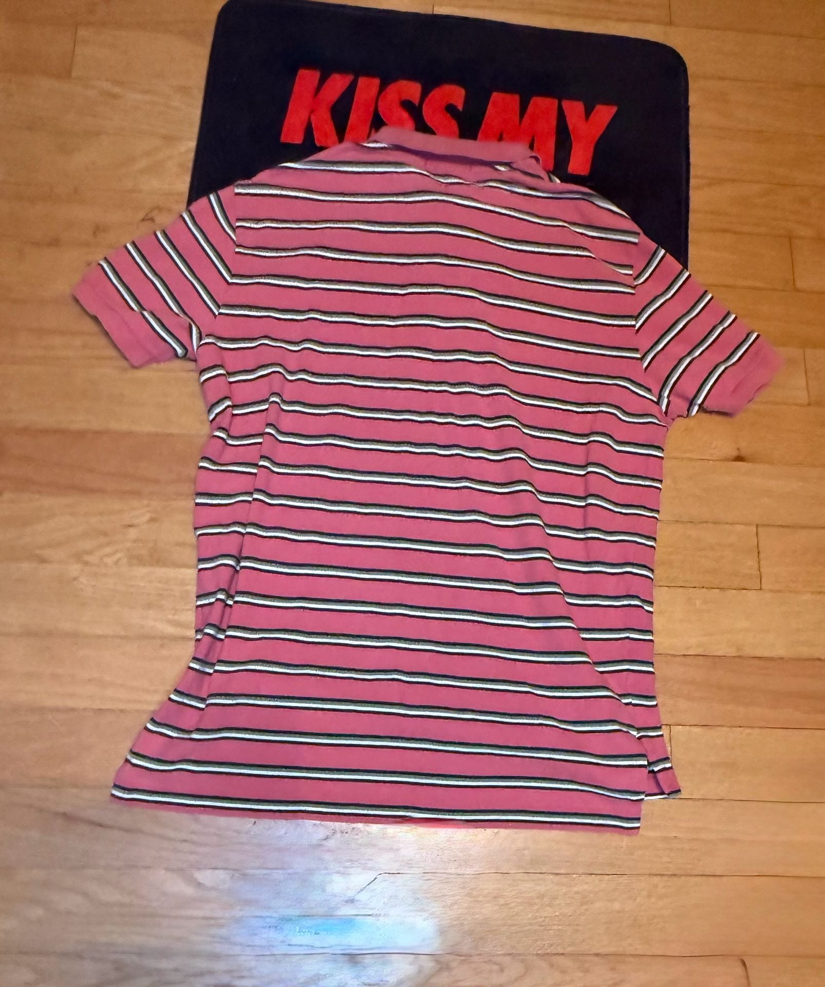 Polo Ralph Lauren Striped Polo Shirt Size L Pink Green Cotton 7