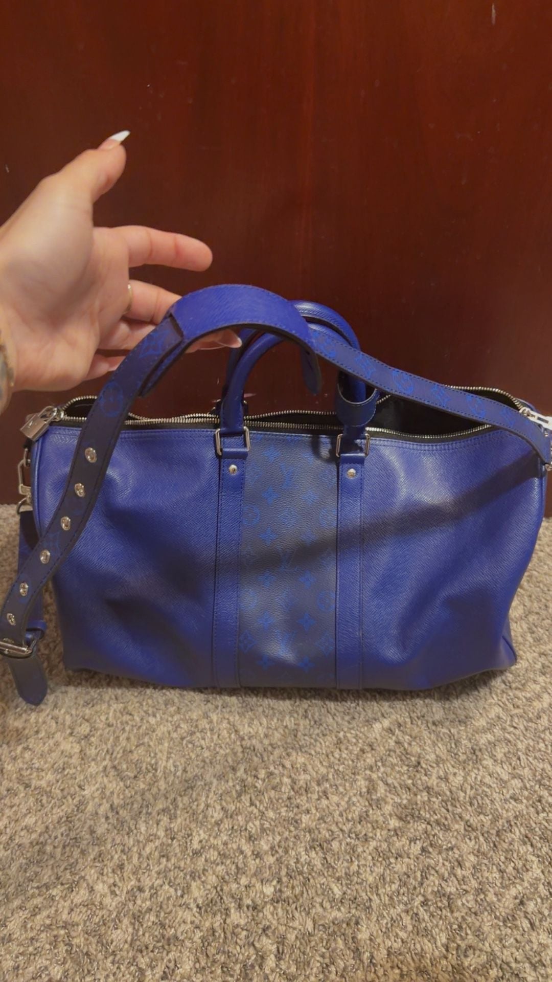 BLUE Louis Vuitton Keepall Bandouliere 50 PERFECT condition 4