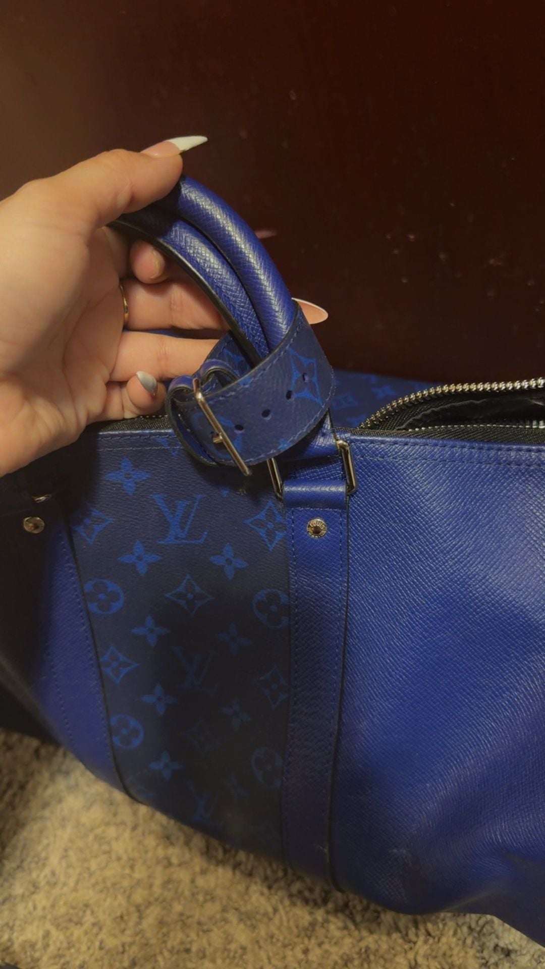 BLUE Louis Vuitton Keepall Bandouliere 50 PERFECT condition 5