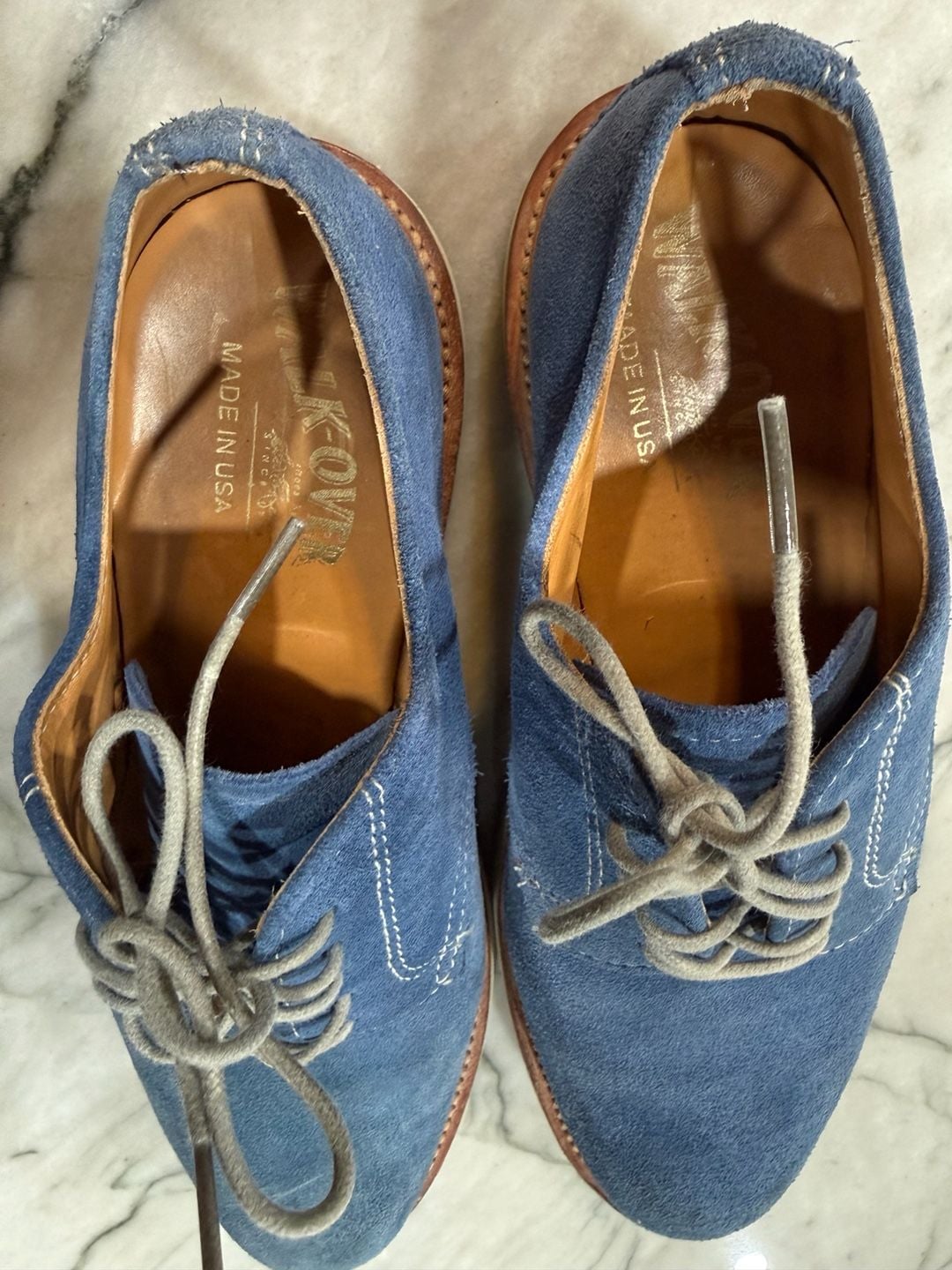 Walk-Over Oxford Size 8.5 M Blue Suede Leather Shoes 6