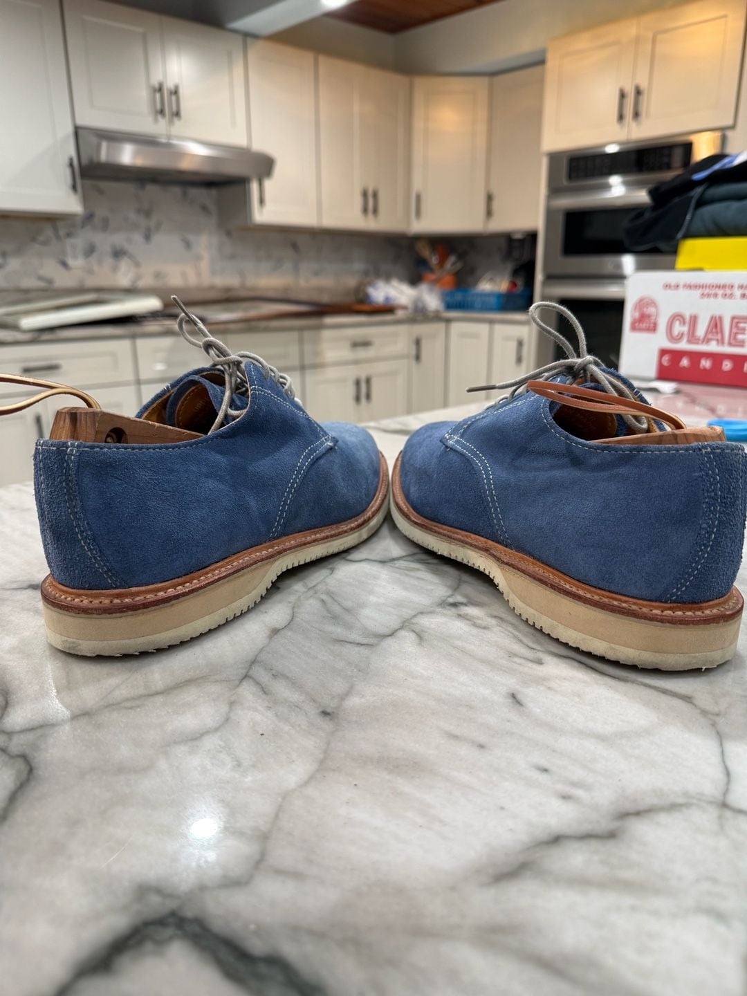 Walk-Over Oxford Size 8.5 M Blue Suede Leather Shoes 8