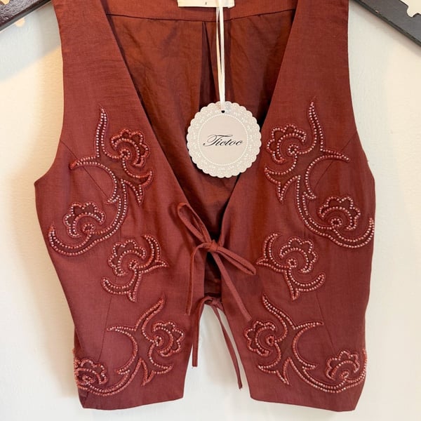 Western beaded embroidered vest NWT