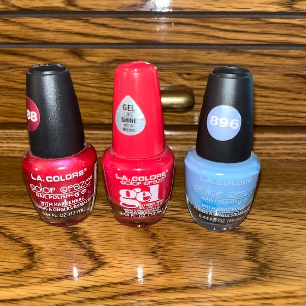 LA Colors Color Craze Nail Polish Lot of 3 Assorted Colors 0.44 fl oz