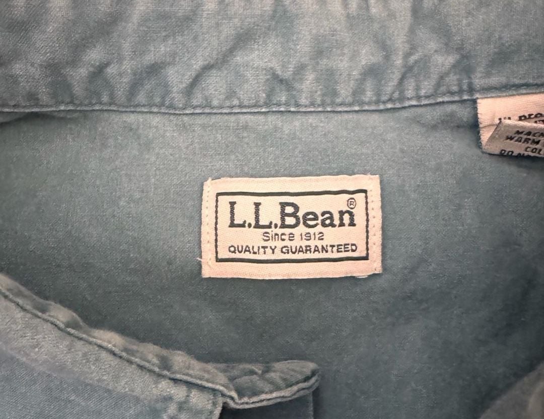 Vintage 90’s L.L. Bean Chamois Shirt Green Long Sleeve Double Pocket 7