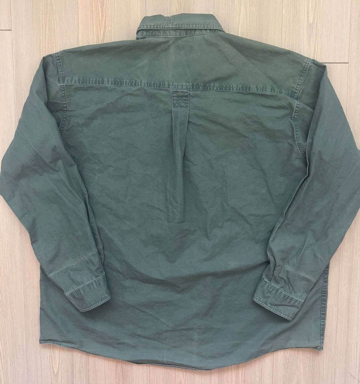 Vintage 90’s L.L. Bean Chamois Shirt Green Long Sleeve Double Pocket 11