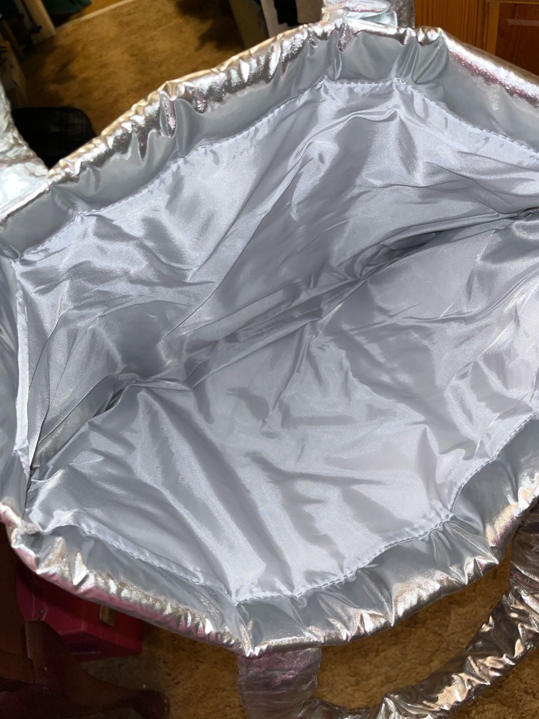 Bath & Body Works Silver Puffer Tote Bag Metallic 2024 Edition NWT 4
