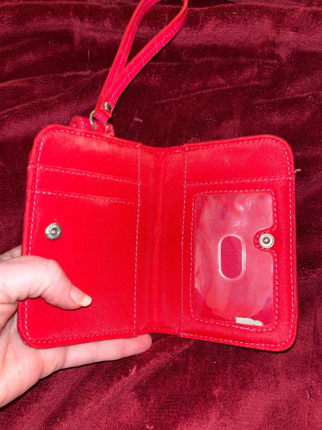 Liz Claiborne Hot Pink Faux Croc Phone Wallet Wristlet 5