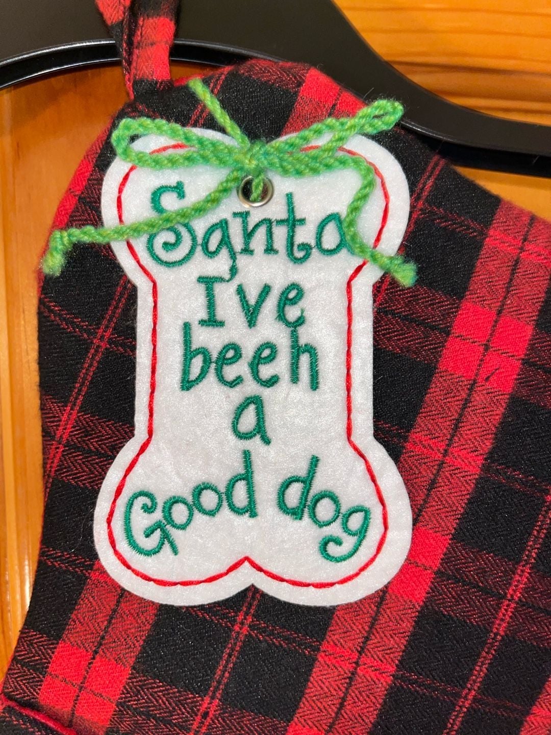 Red Black Buffalo Plaid Dog Bone Christmas Stocking 4