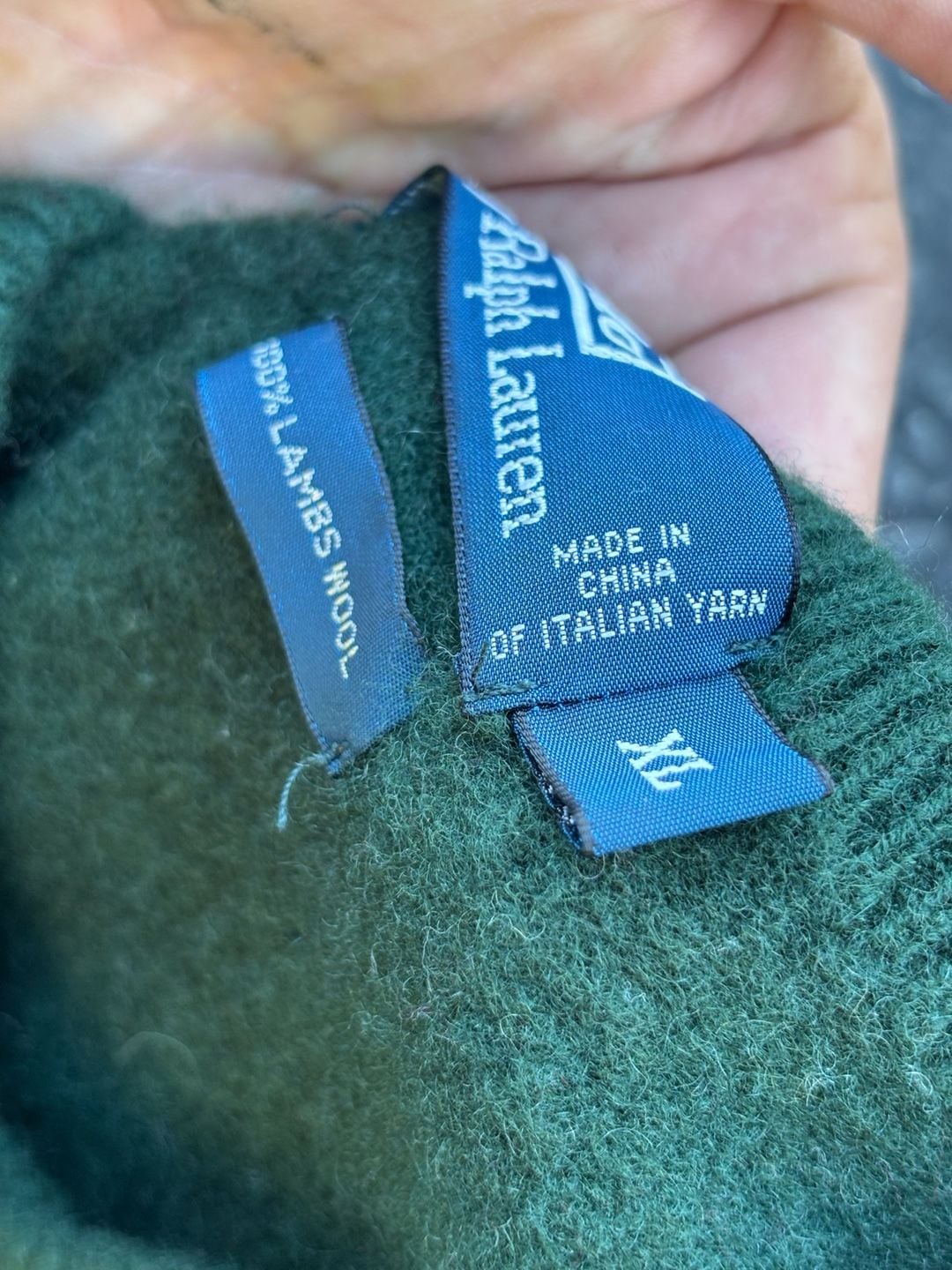 Polo By Ralph Lauren V-Neck Sweater Size XL Green Lambswool 5