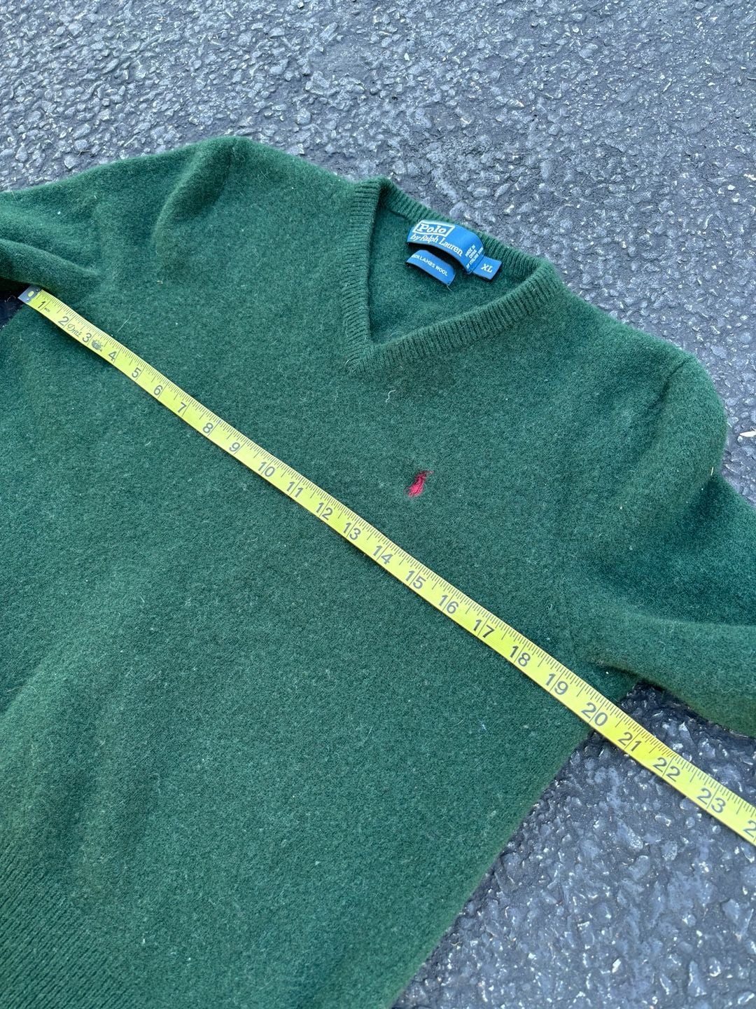Polo By Ralph Lauren V-Neck Sweater Size XL Green Lambswool 9