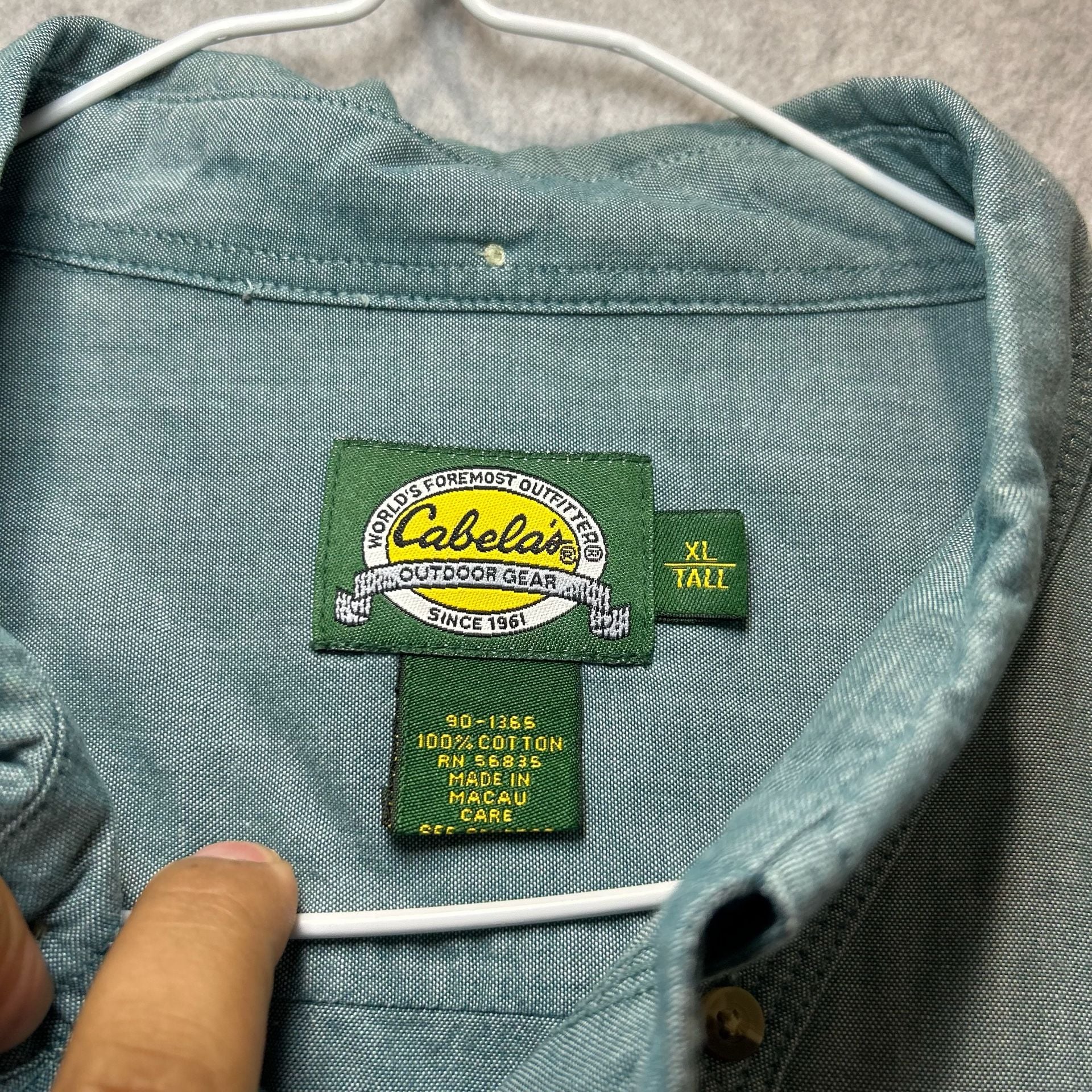 Cabela's Men’s Blue Green Casual Button Down Short Sleeve Work Shirt, Size XLT 3