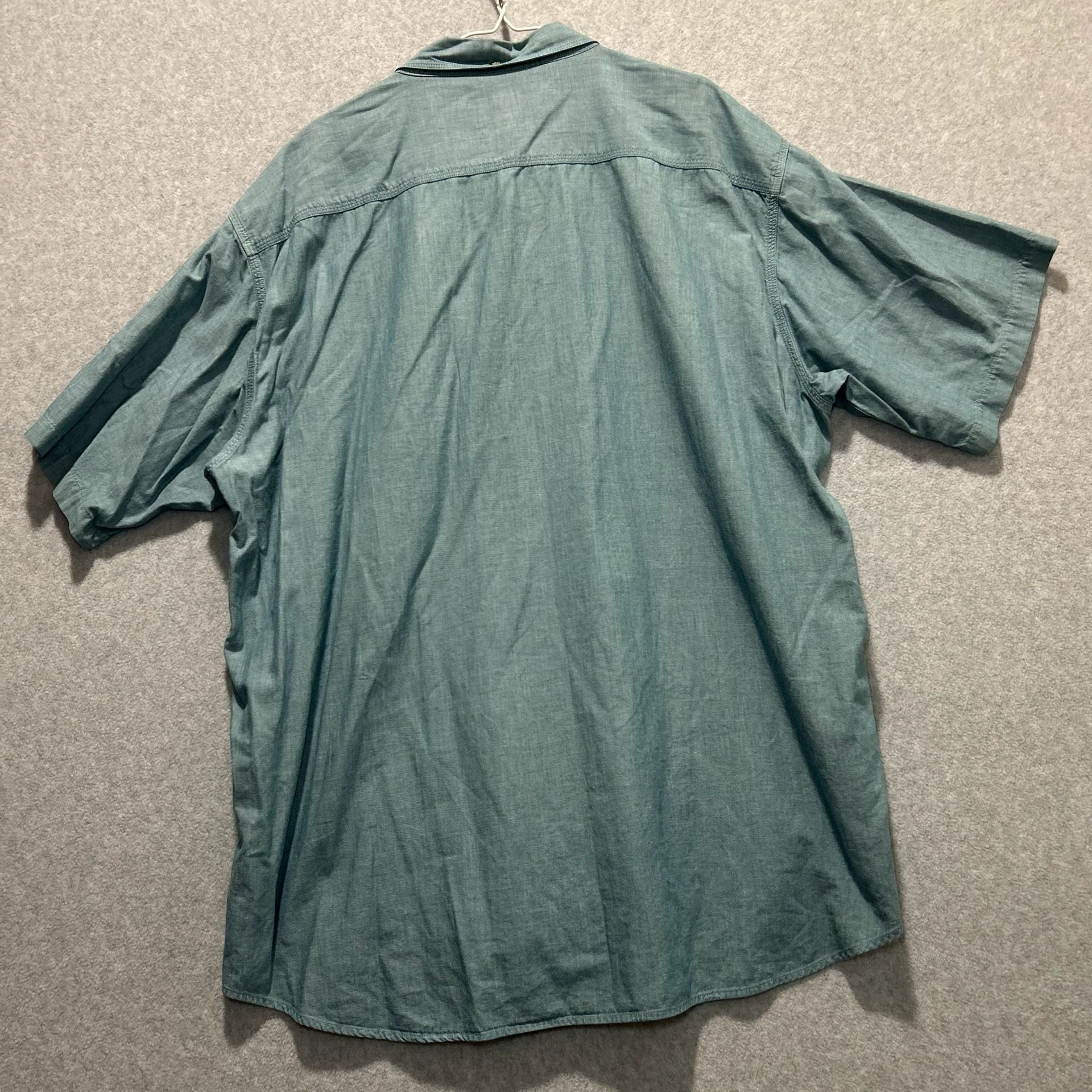 Cabela's Men’s Blue Green Casual Button Down Short Sleeve Work Shirt, Size XLT 6