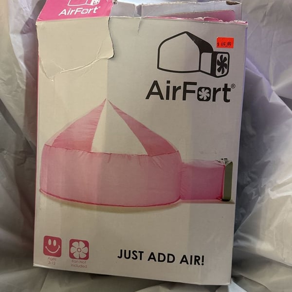 AirFort Inflatable Kid's Fort Pink and White Play Tent open box