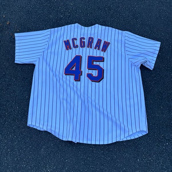 Majestic New York Mets McGraw 45 Baseball Jersey Pinstripe White