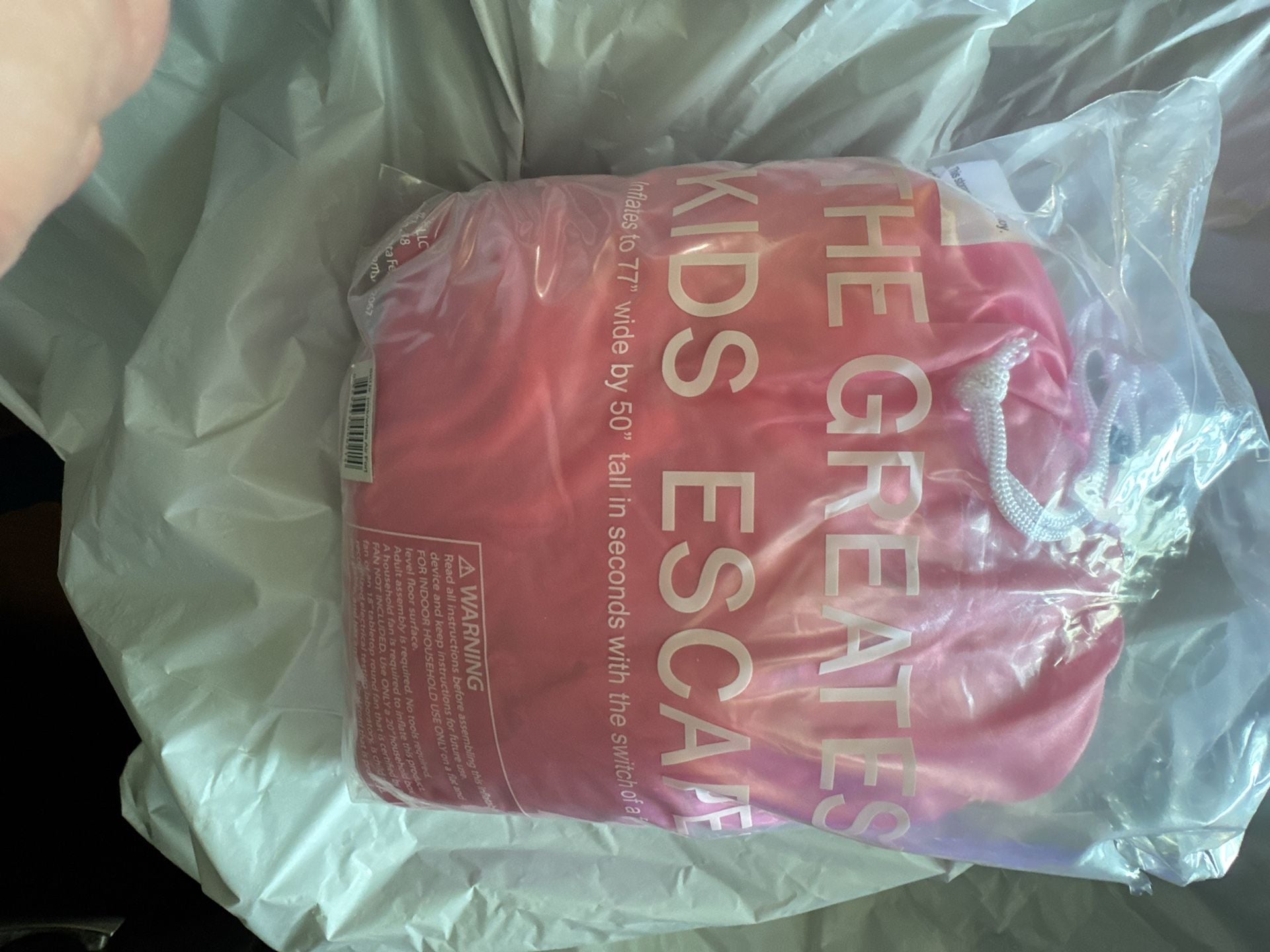AirFort Inflatable Kid's Fort Pink and White Play Tent open box 8