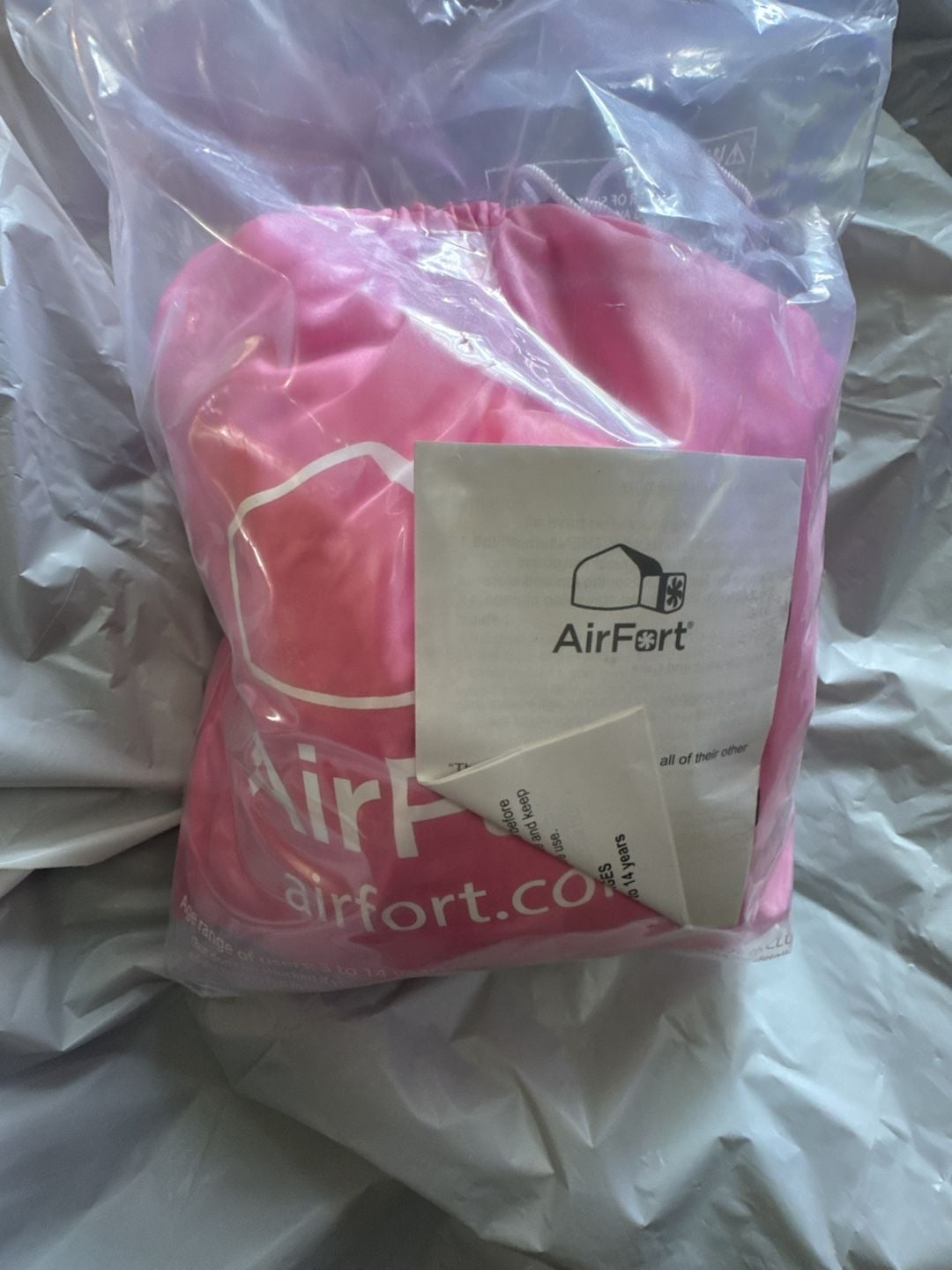 AirFort Inflatable Kid's Fort Pink and White Play Tent open box 9