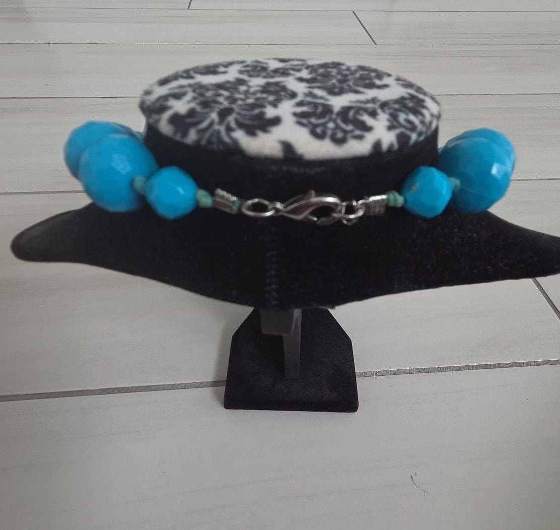 Unbranded Chunky Blue Faceted Beaded Statement Necklace 4