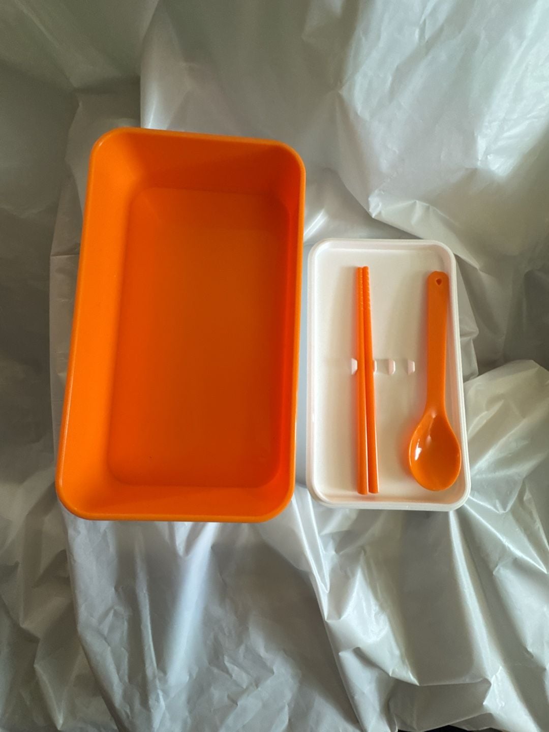 Spencer's Bento Box White Orange Japanese Style Lunch Box 8