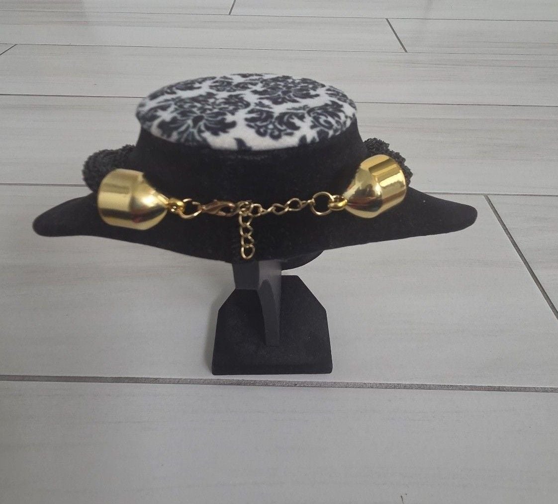 Chunky Statement Necklace Black Gold Metallic Bib Collar Boho 4