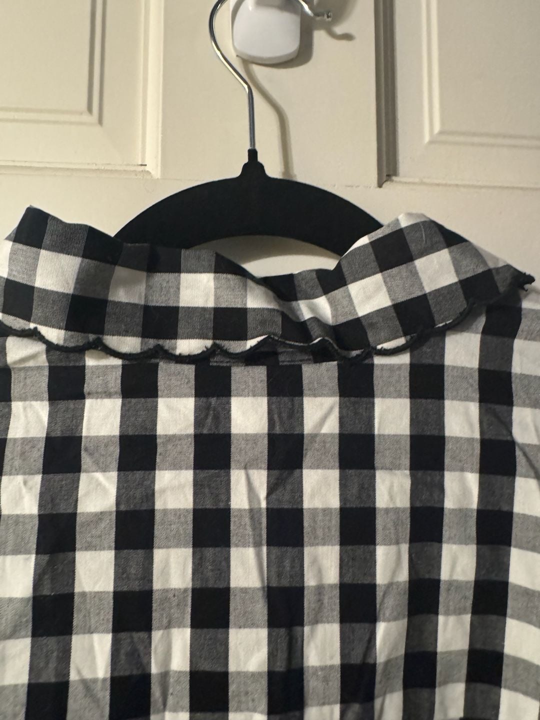 Market & Spruce Button Down Shirt Size L Black White Gingham Embroidered 6