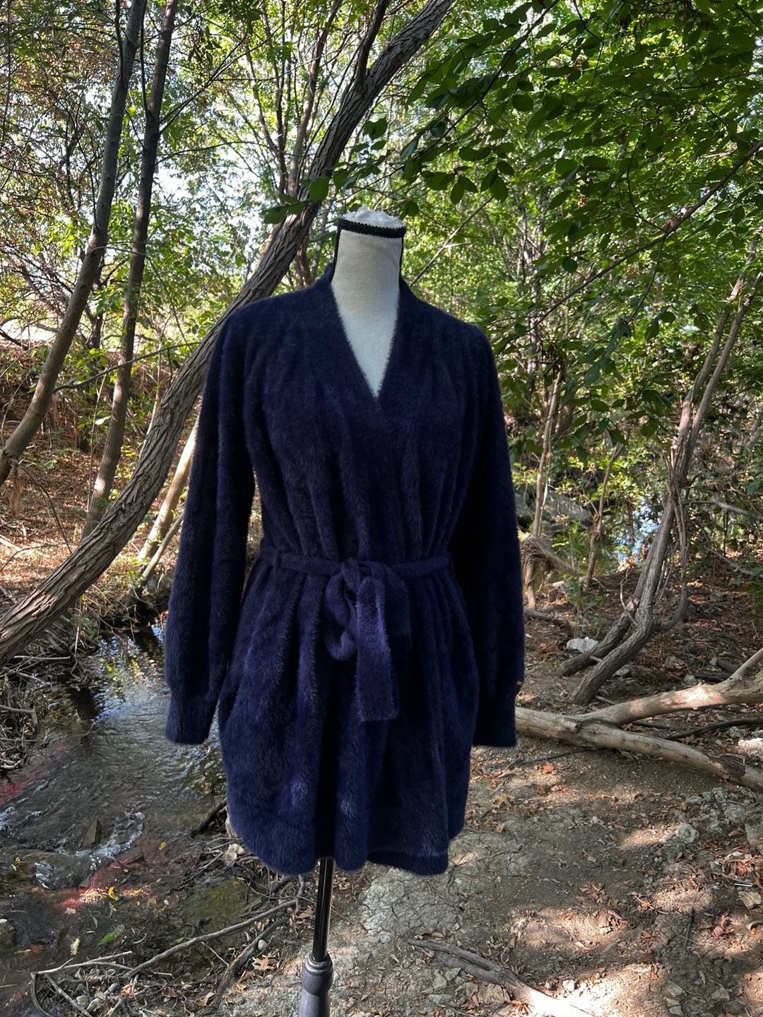 Savage X Fenty Fluffy Robe Blue Plush Fuzzy Lounge Cardigan 2