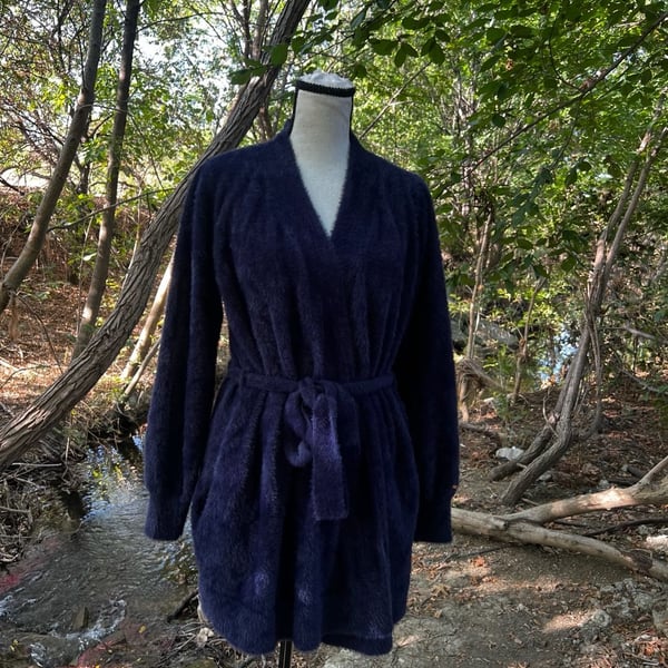 Savage X Fenty Fluffy Robe Blue Plush Fuzzy Lounge Cardigan