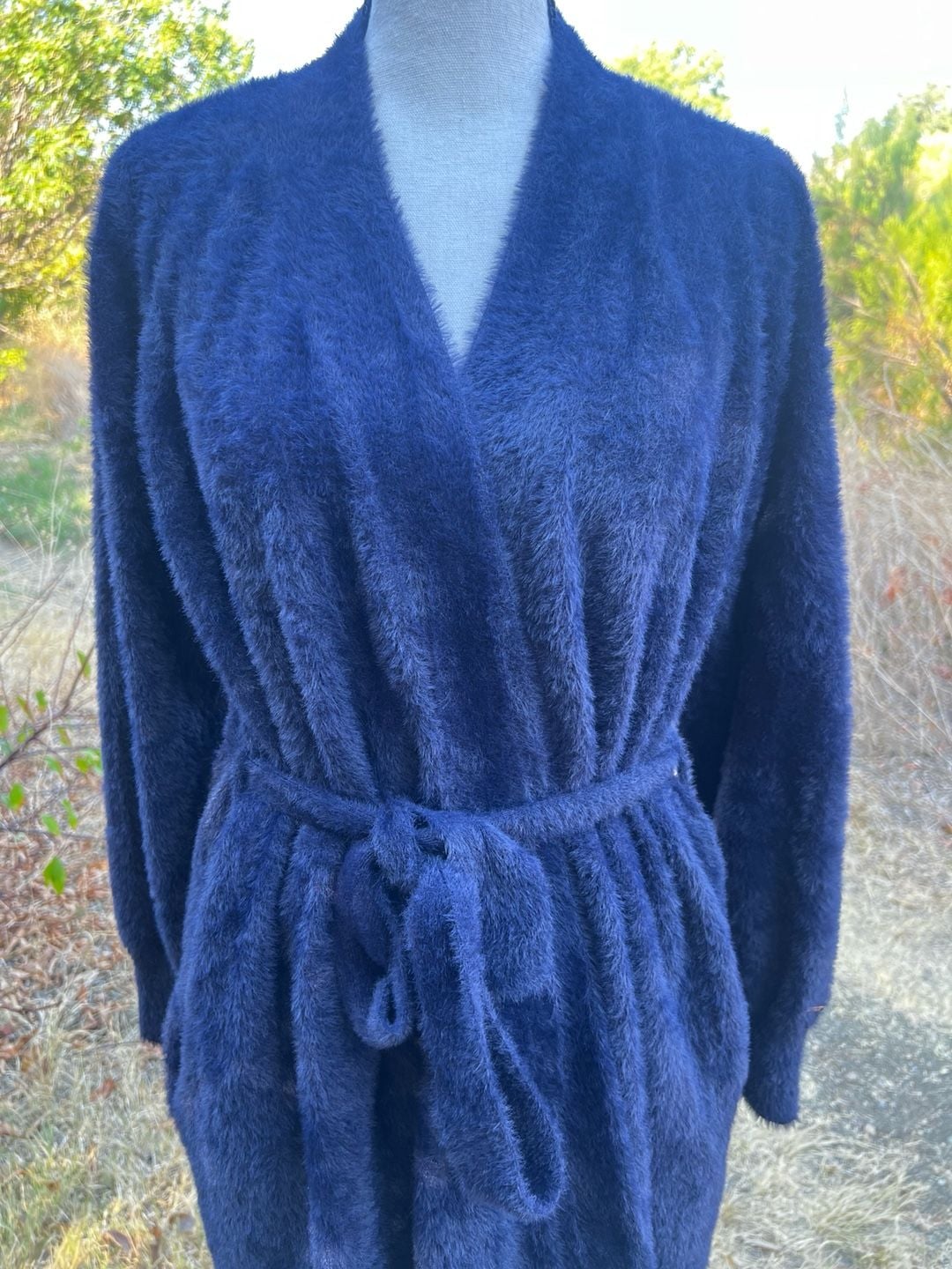 Savage X Fenty Fluffy Robe Blue Plush Fuzzy Lounge Cardigan 4