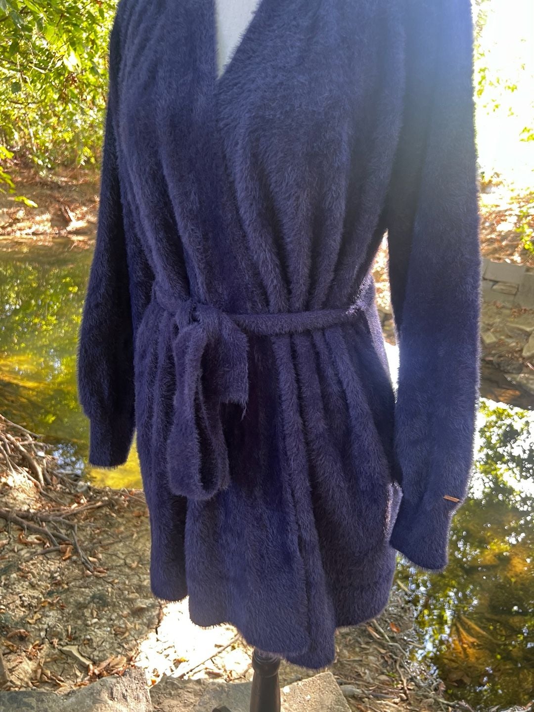 Savage X Fenty Fluffy Robe Blue Plush Fuzzy Lounge Cardigan 7