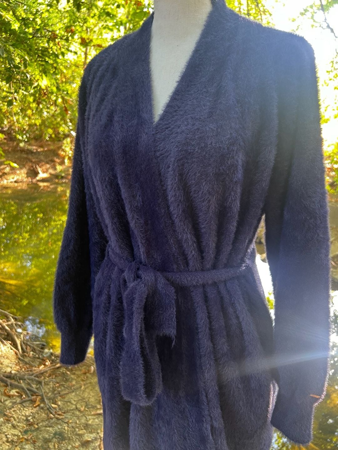 Savage X Fenty Fluffy Robe Blue Plush Fuzzy Lounge Cardigan 9