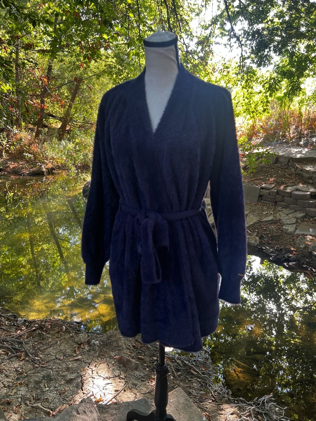 Savage X Fenty Fluffy Robe Blue Plush Fuzzy Lounge Cardigan 10