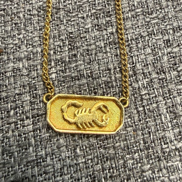 Vintage 1970’s Trifari Scorpio Zodiac Gold Tone Pendant Necklace