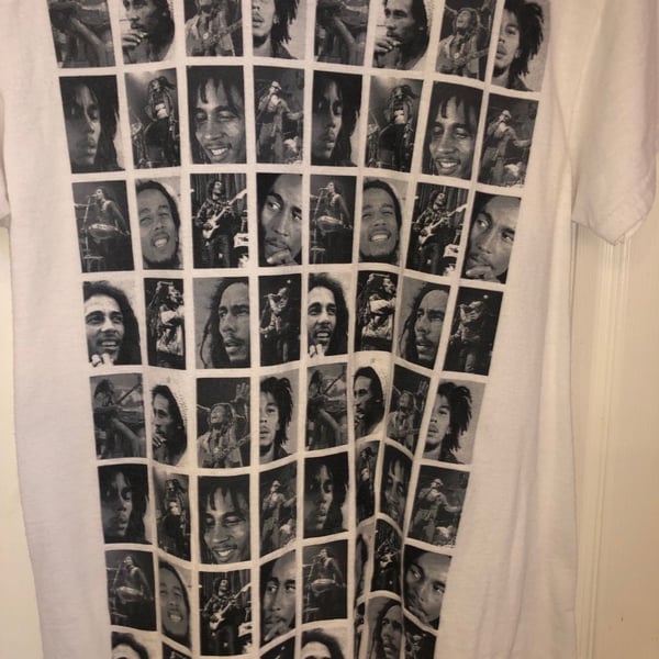 Bob Marley T-Shirt Size M White Jamaica Collection Photo Collage