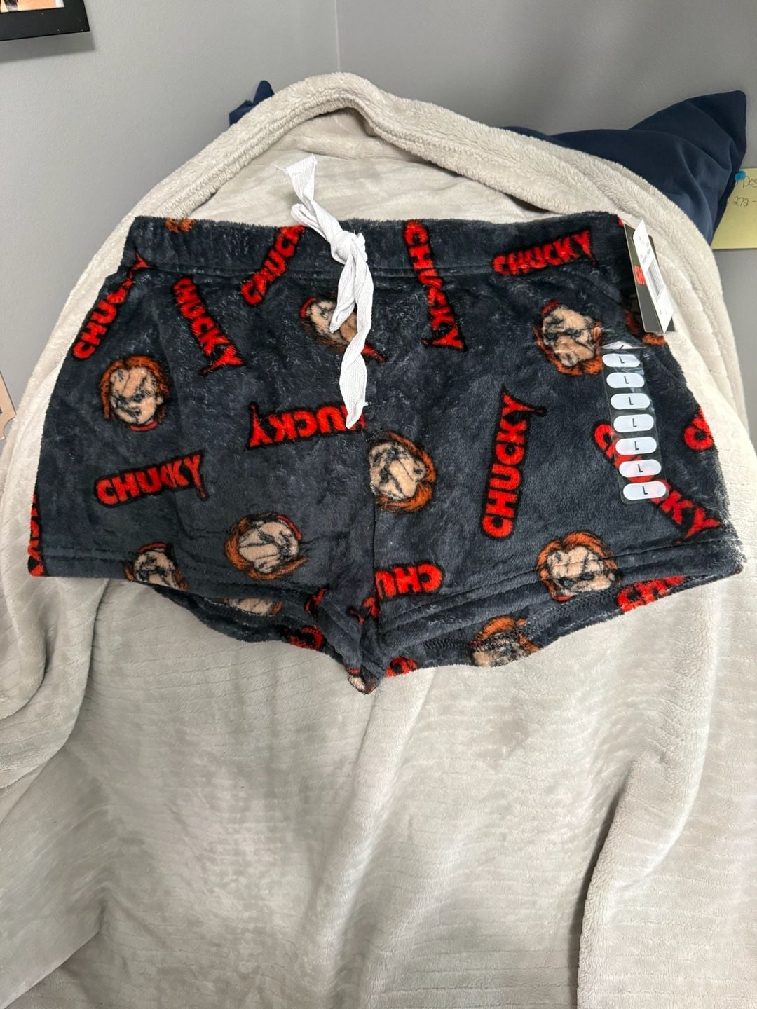 Chucky Fleece Sleep Shorts Size L Gray Horror Movie 2