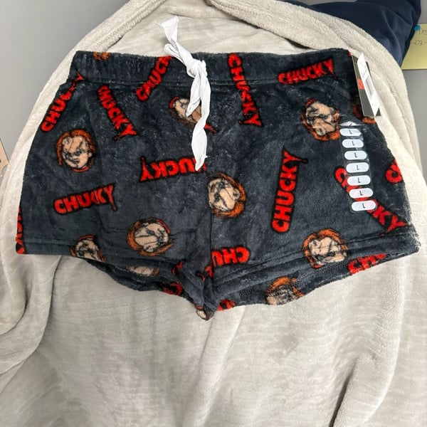 Chucky Fleece Sleep Shorts Size L Gray Horror Movie