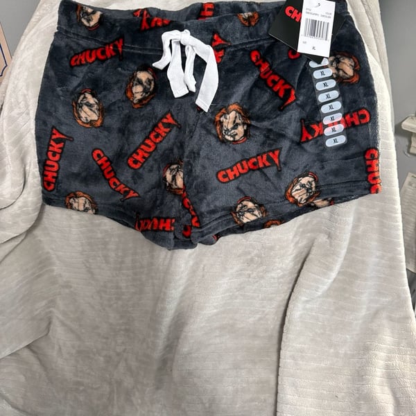 Chucky Pajama Shorts Size XL Charcoal Gray Fleece Sleepwear