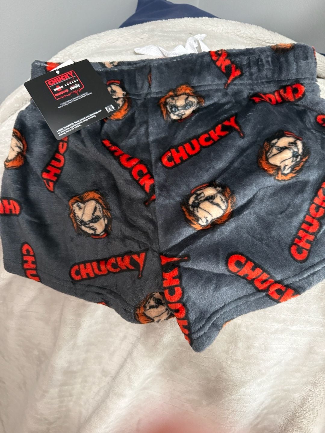 Chucky Fleece Sleep Shorts Size M Gray Horror Movie Loungewear 2