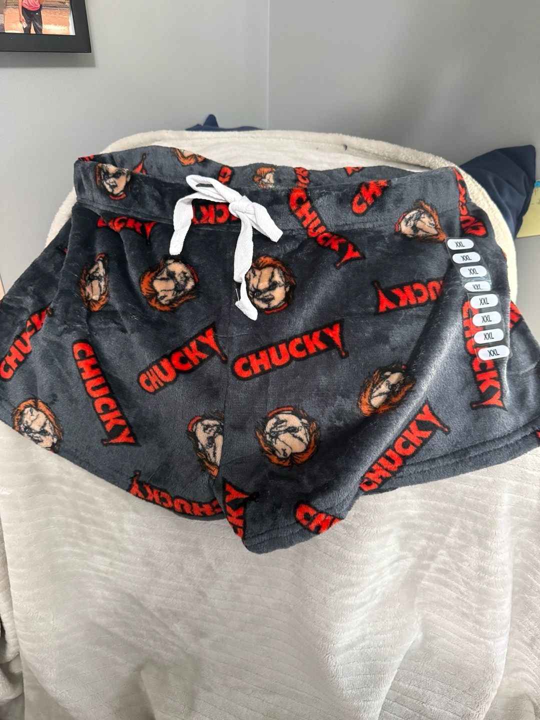 Chucky Plush Shorts Size XXL Gray Sleepwear Pajama Shorts 1