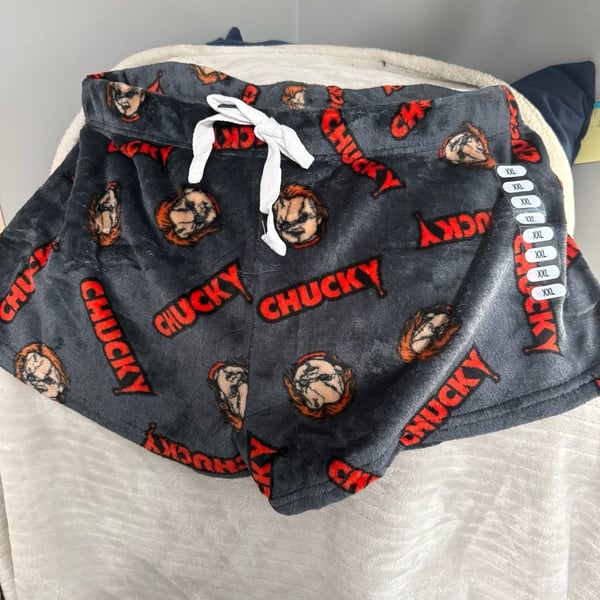 Chucky Plush Shorts Size XXL Gray Sleepwear Pajama Shorts