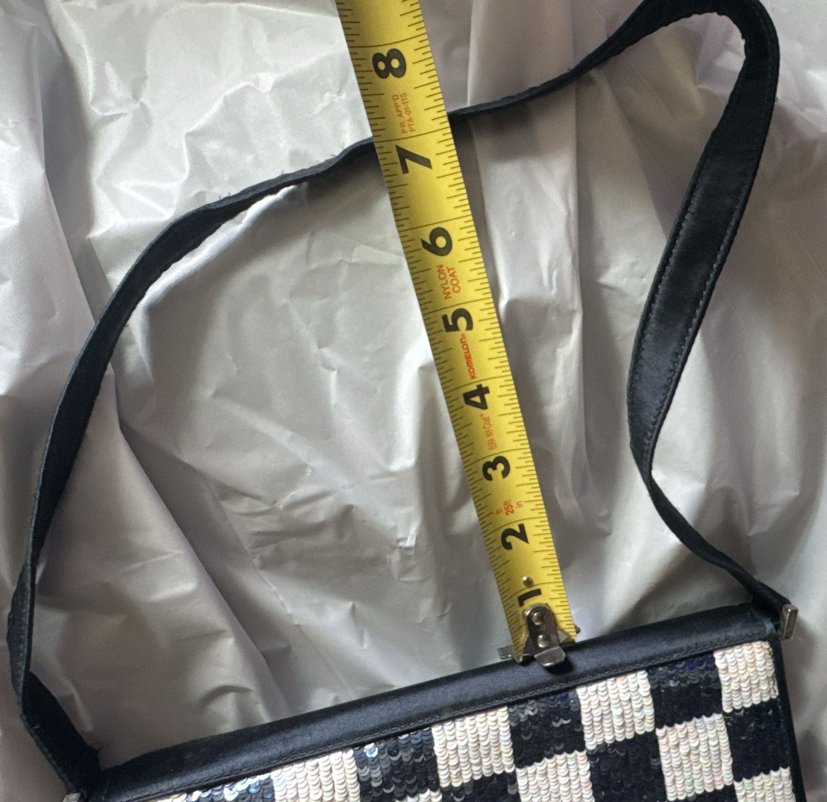 Mimi Moulton New York Black and White Sequin Checkered Shoulder Bag 11