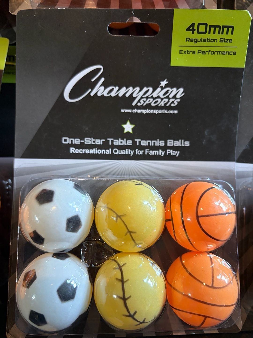 Champion Sports Table Tennis Balls 40mm Multi-Pack Sport Print 5