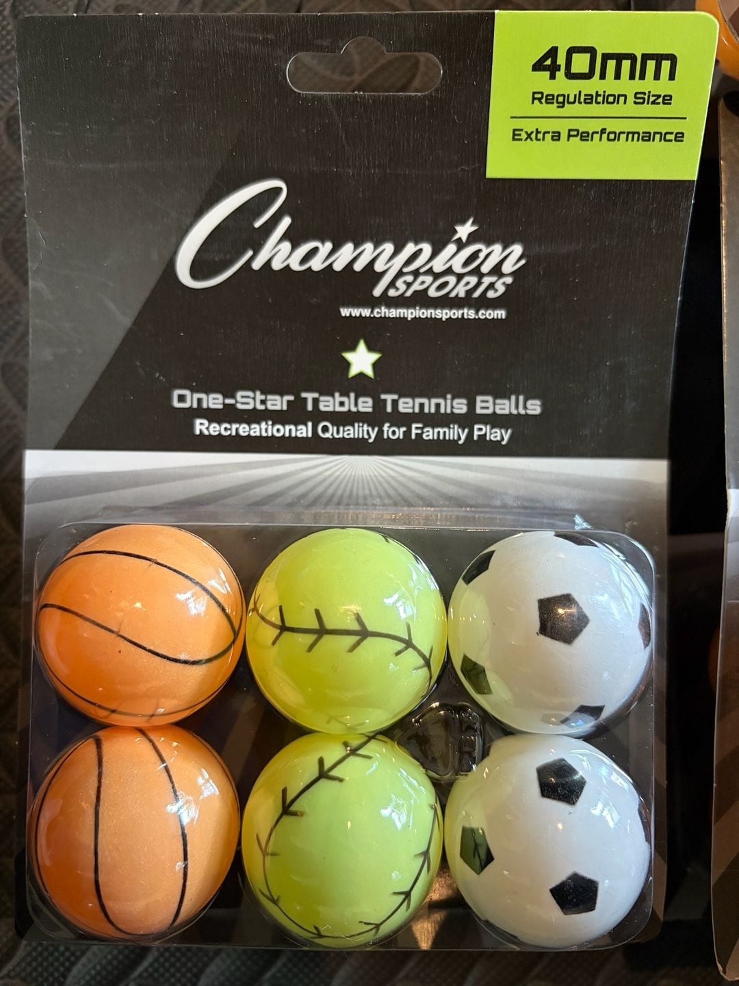 Champion Sports Table Tennis Balls 40mm Multi-Pack Sport Print 6