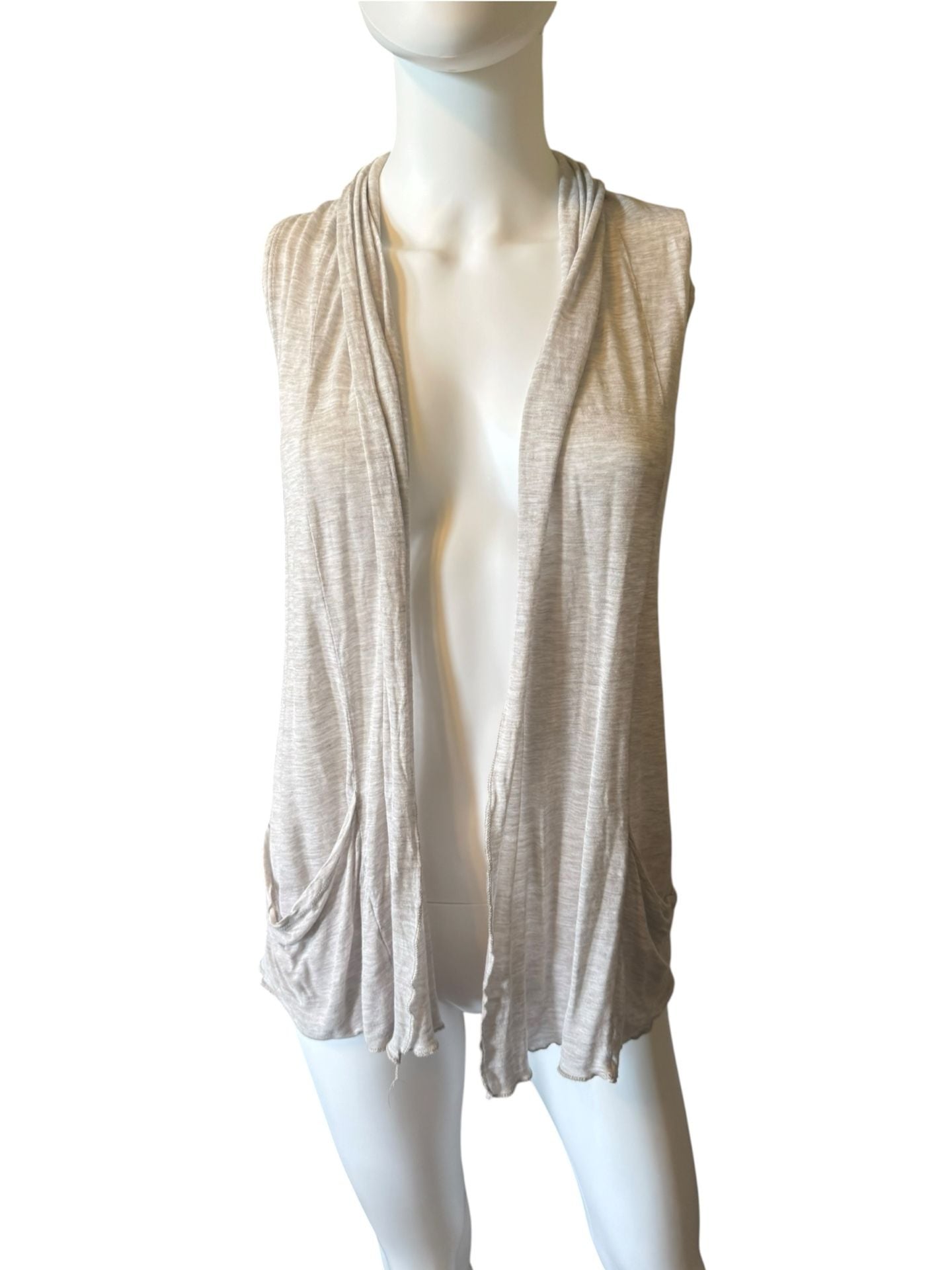 Ambiance Apparel Open Front Cardigan Vest Size M Gray Sleeveless Pockets 2