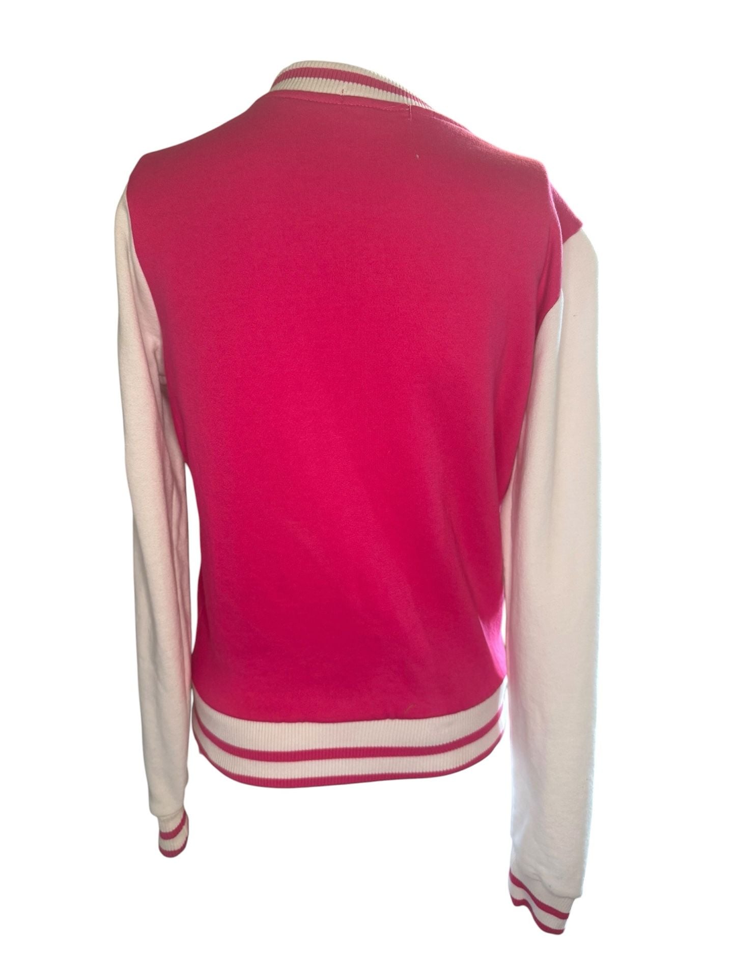 Ambiance Apparel Varsity Jacket Size M Pink White Letter H 4
