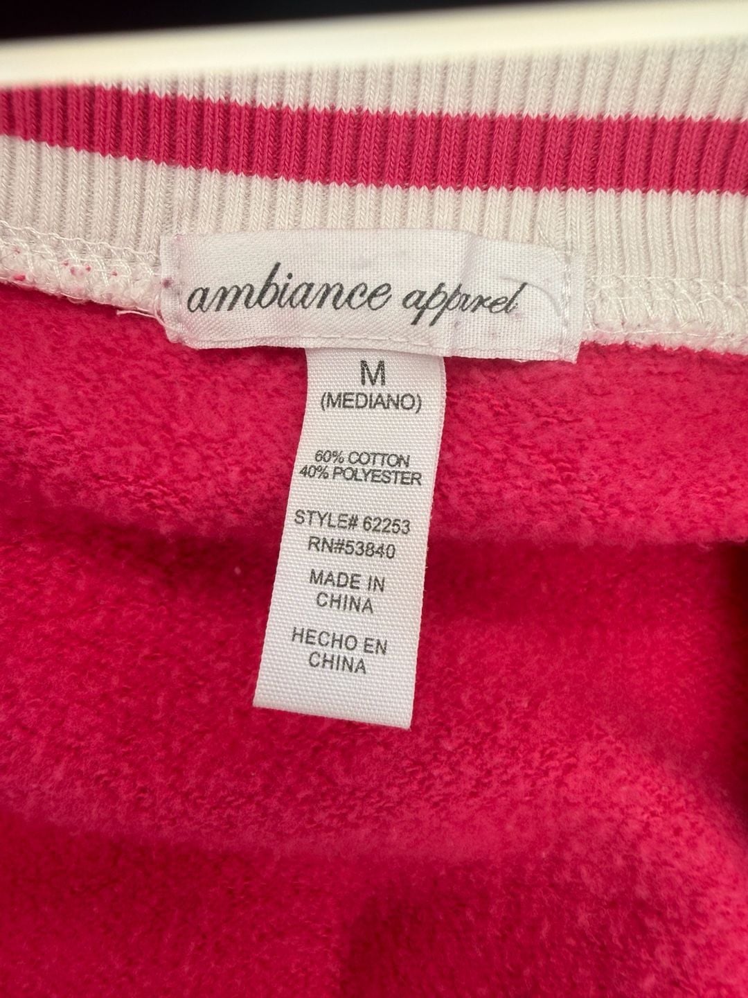 Ambiance Apparel Varsity Jacket Size M Pink White Letter H 5