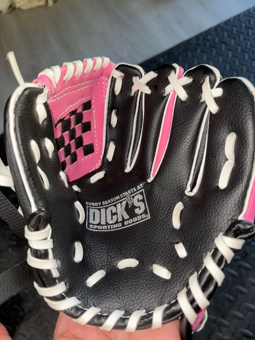 Dick's Sporting Goods T-Ball Baseball Glove Pink Black White 3