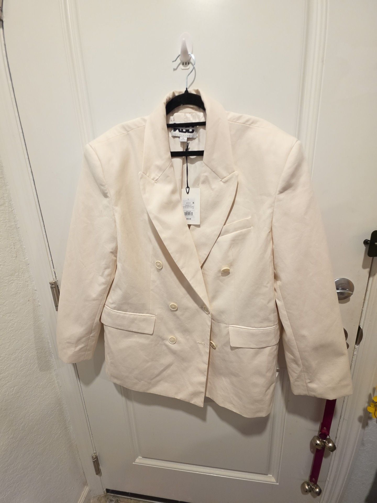 KBB by Kahlana Double Breasted Blazer Size L Cream 2