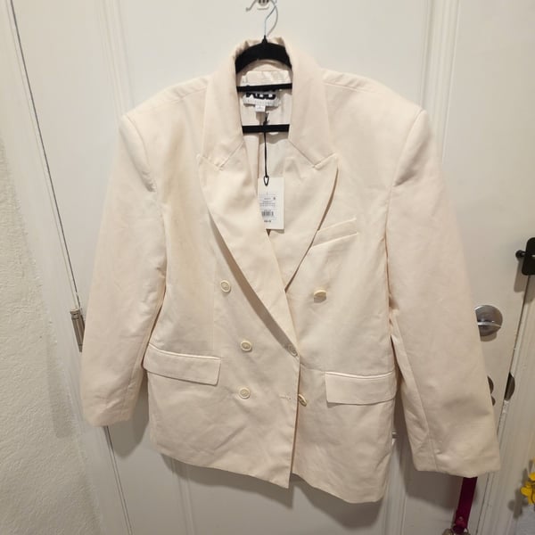KBB by Kahlana Double Breasted Blazer Size L Cream