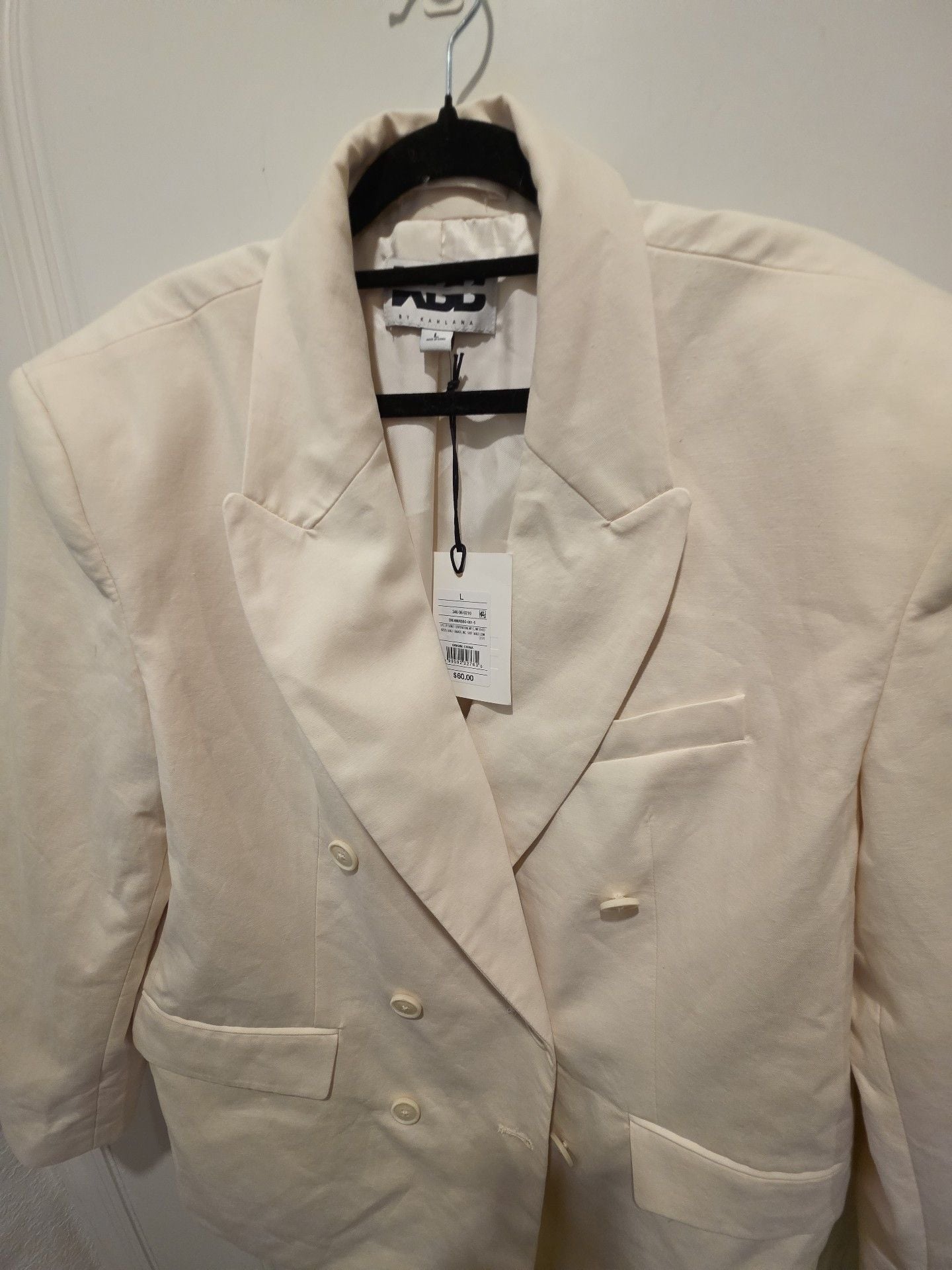 KBB by Kahlana Double Breasted Blazer Size L Cream 3