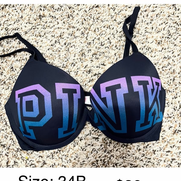 PINK Victoria's Secret Wear Everywhere Push-Up Bra Size 34B Black Ombre
